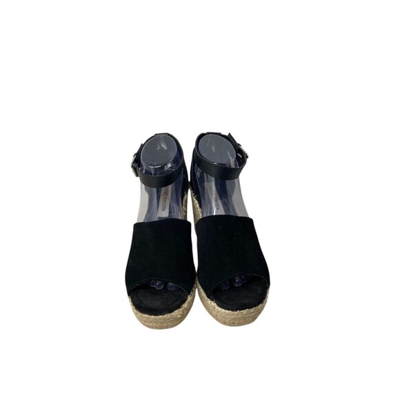 Steve Madden Heels Women's Size 9 Black Wedge Sandals Leather Jyia - Picture 6 of 10